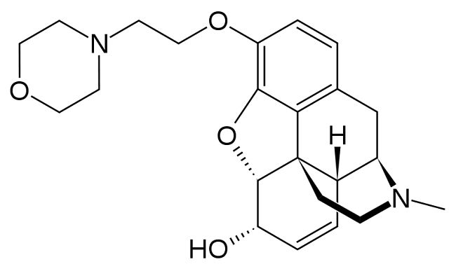 Skeletal formula of pholcodine an ingredient in many over the counter cough medicines that leads to allergic reactions from anesthetists
